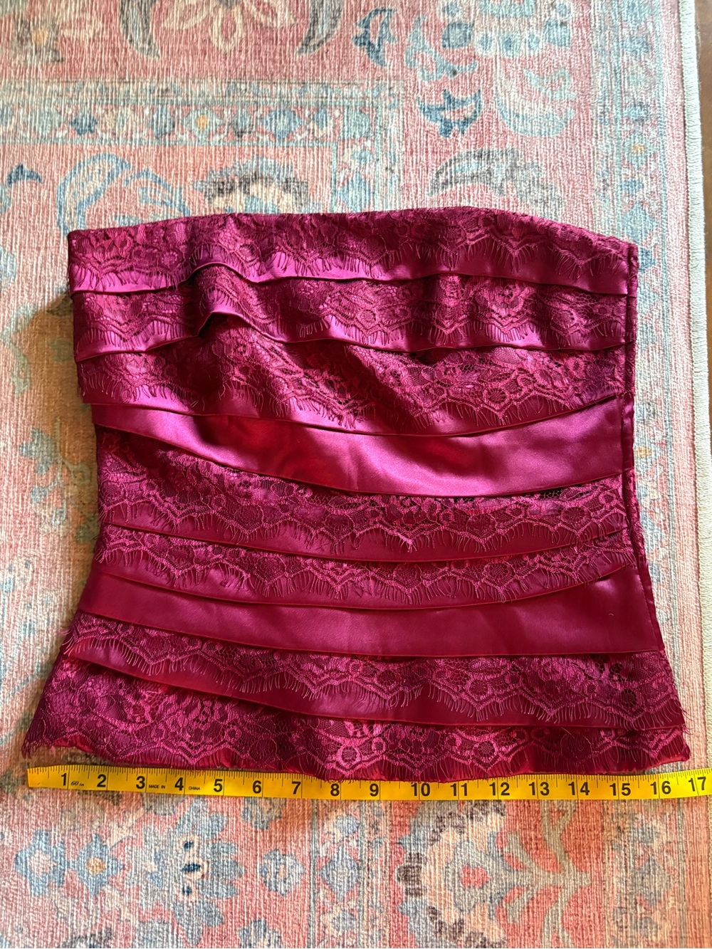 Silk and Lace Corset top with boning - Picture 6 of 13